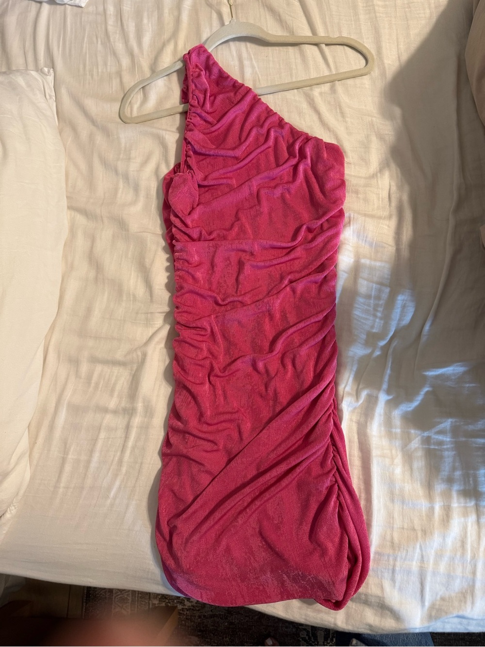 Kids One-Piece Asymmetrical Pink Ruched Swim Dress